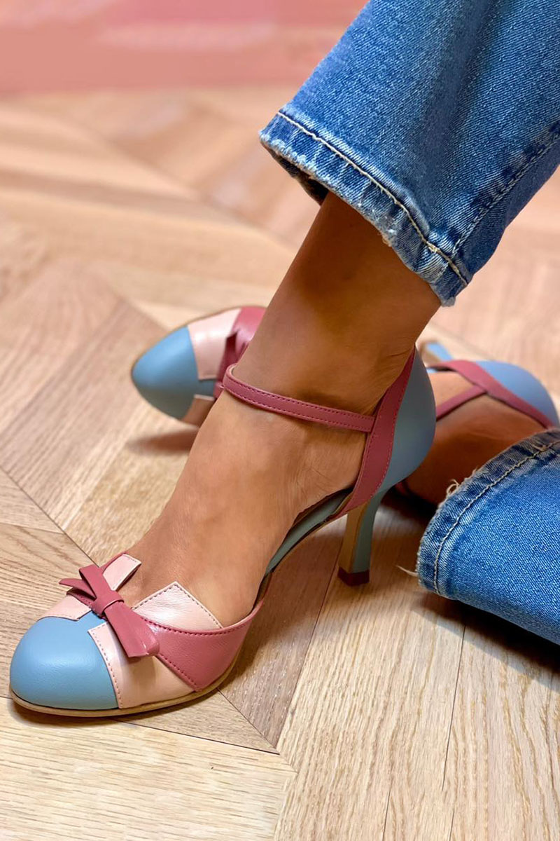 Bellarosa - Colorful sandals with bow and strap, round toe-15530389700981-Mirella Fiore