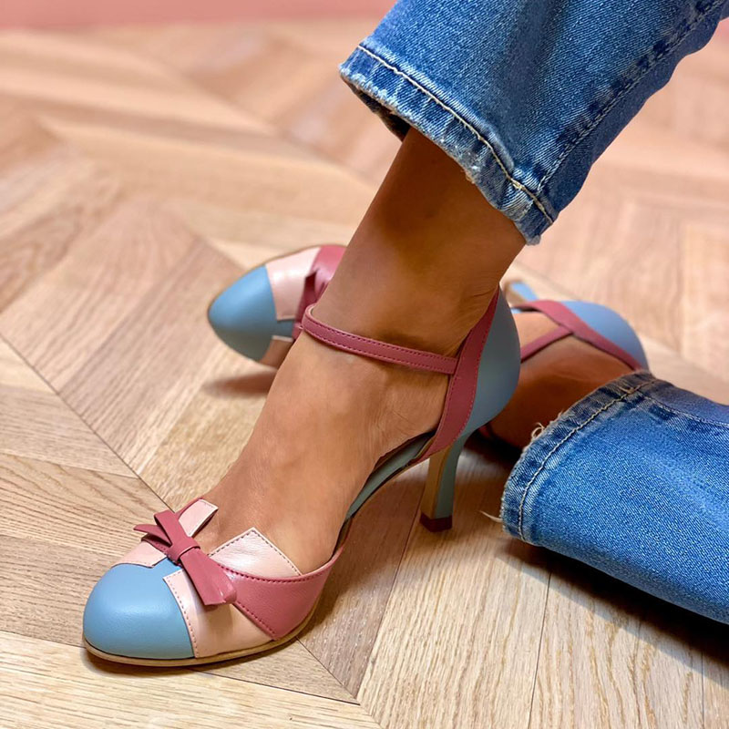 Bellarosa - Colorful sandals with bow and strap, round toe-15530389700981-Mirella Fiore