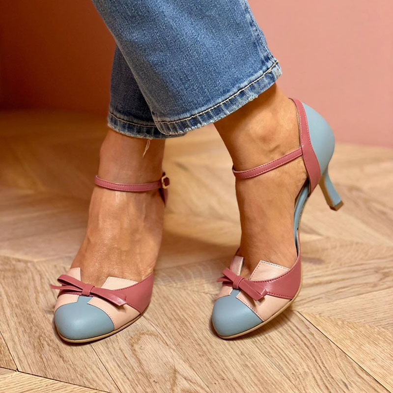 Bellarosa - Colorful sandals with bow and strap, round toe-15530389700981-Mirella Fiore