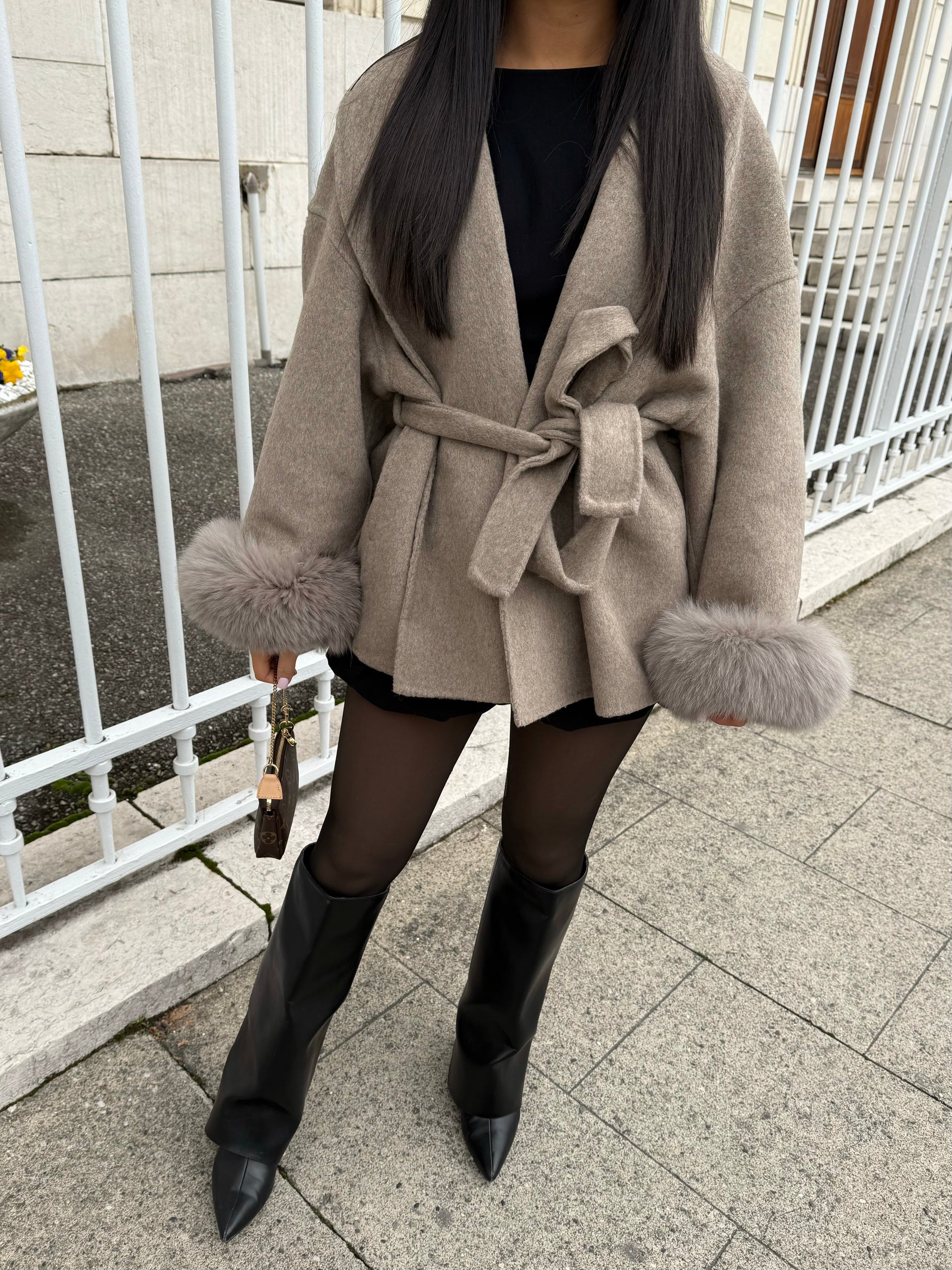 Bellavène – Elegant silhouette – Belted faux fur coat-15349796110709-Mirella Fiore