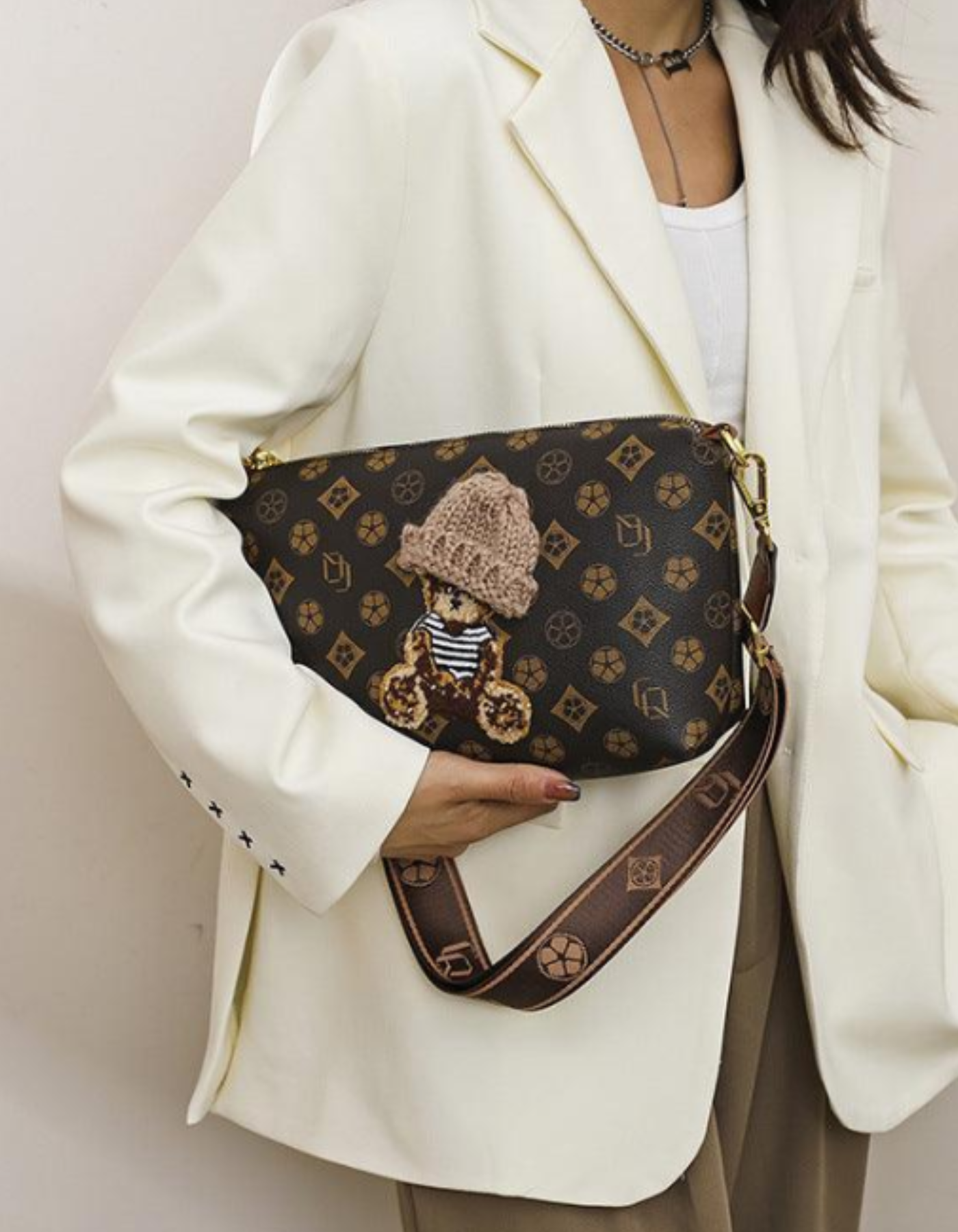 Berenza – Knitted bear accent – Crossbody bag-15209173483893-Mirella Fiore