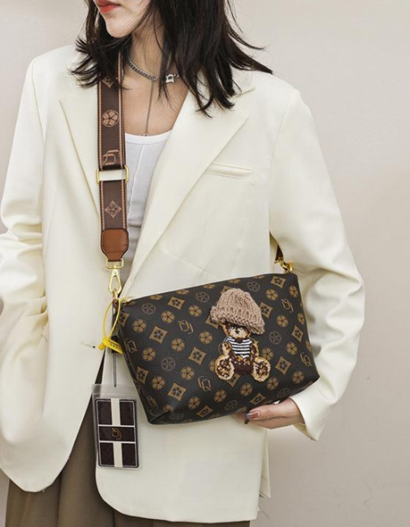 Berenza – Knitted bear accent – Crossbody bag-15209173483893-Mirella Fiore