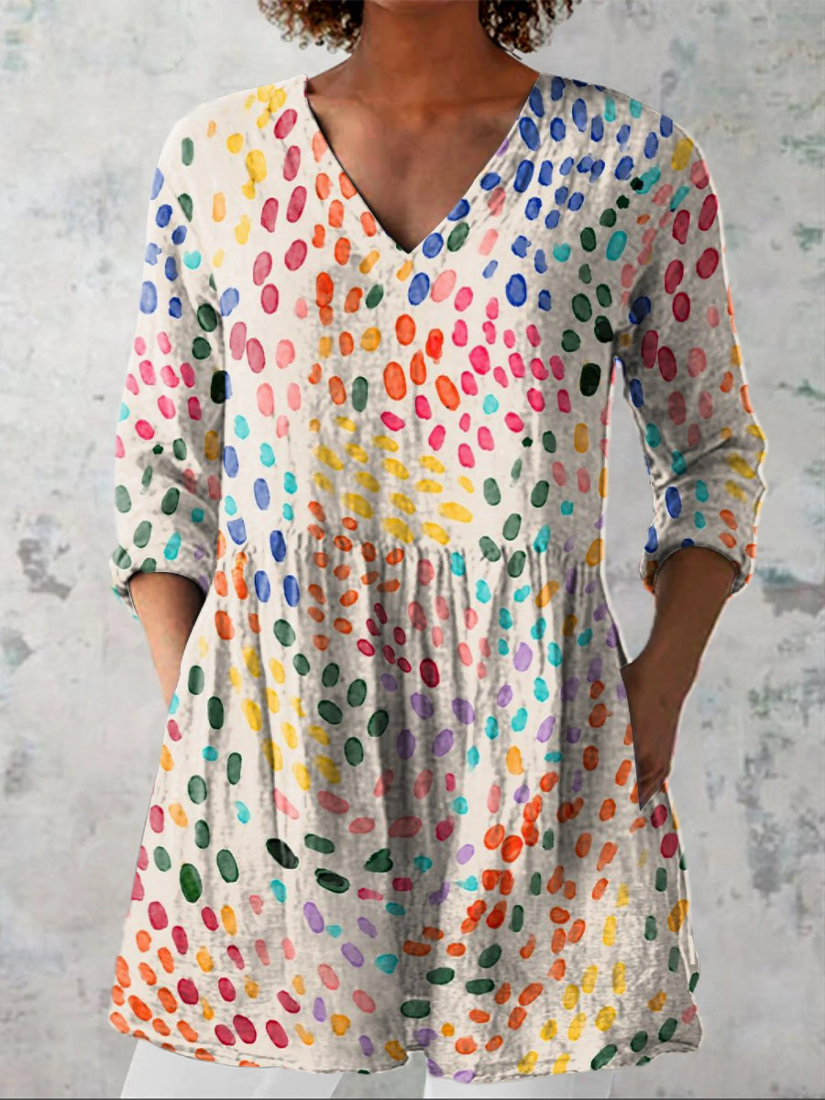 Bernadette - Long V-Neck Shirt-15550825005429-Mirella Fiore