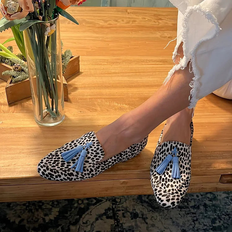 Bianca - Spotted Loafers With Blue Tassel-15551042748789-Mirella Fiore