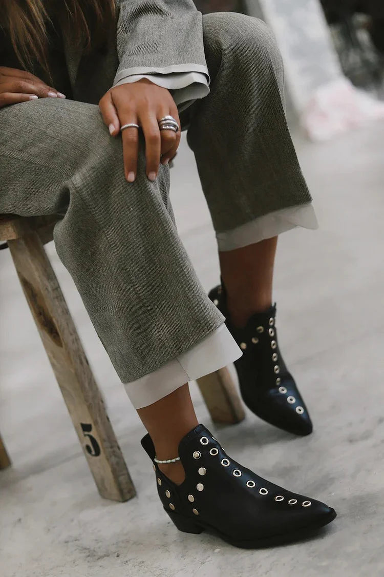 Brenda - Pointed Studded Ankle Boot-15551042322805-Mirella Fiore