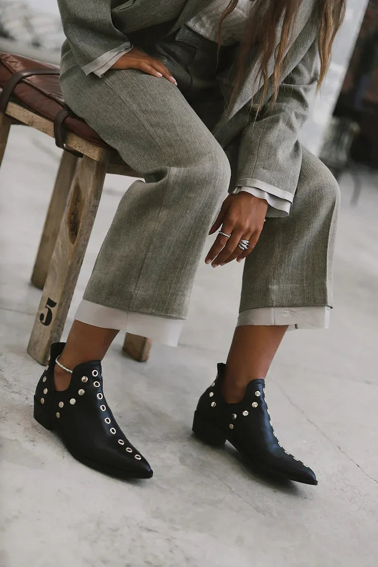 Brenda - Pointed Studded Ankle Boot-15551042322805-Mirella Fiore