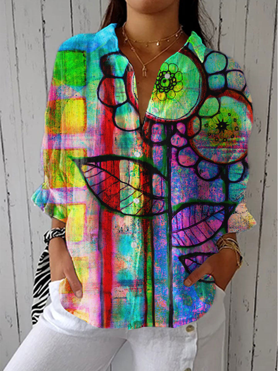 Brielle - Artistic Bloom Blouse-15542180184437-Nancy & Mae Savannah