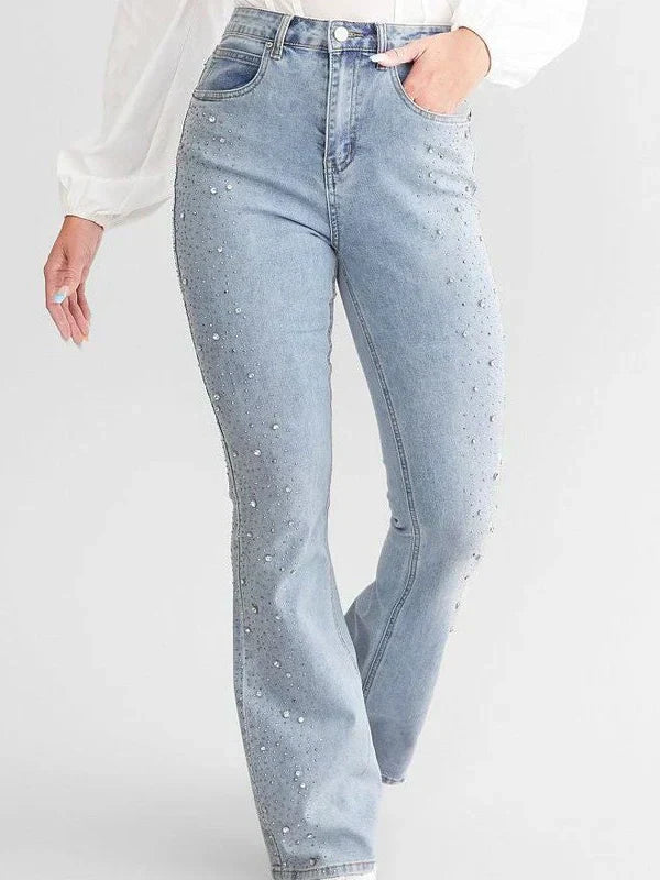 Brigida – Rhinestone embellished – Boot cut flared jeans-15133709500789-Nancy & Mae Savannah