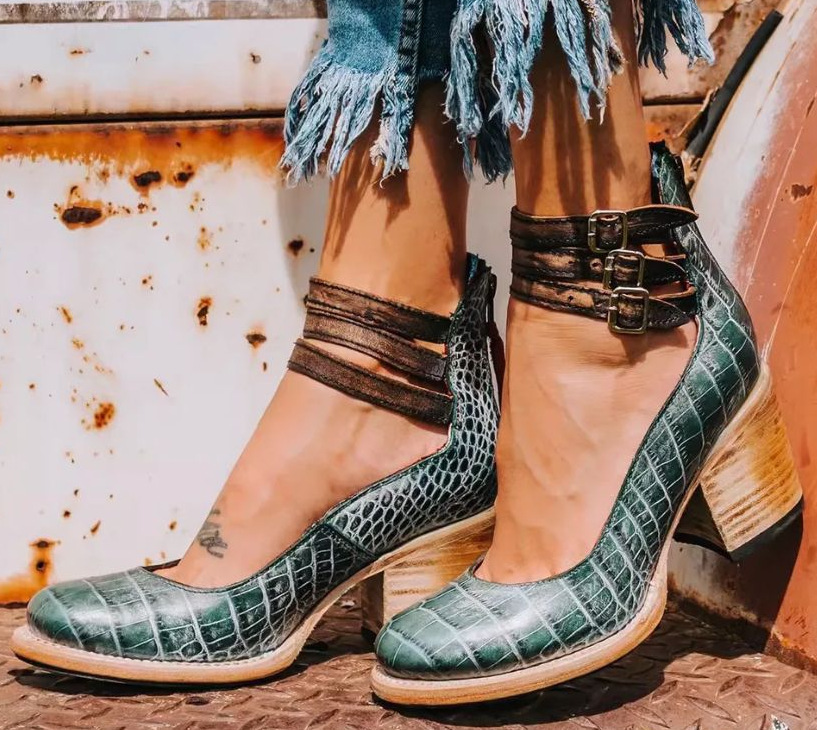 COLENE - VINTAGE LEATHER STRAP HEELS-15553870070133-Nancy & Mae Savannah