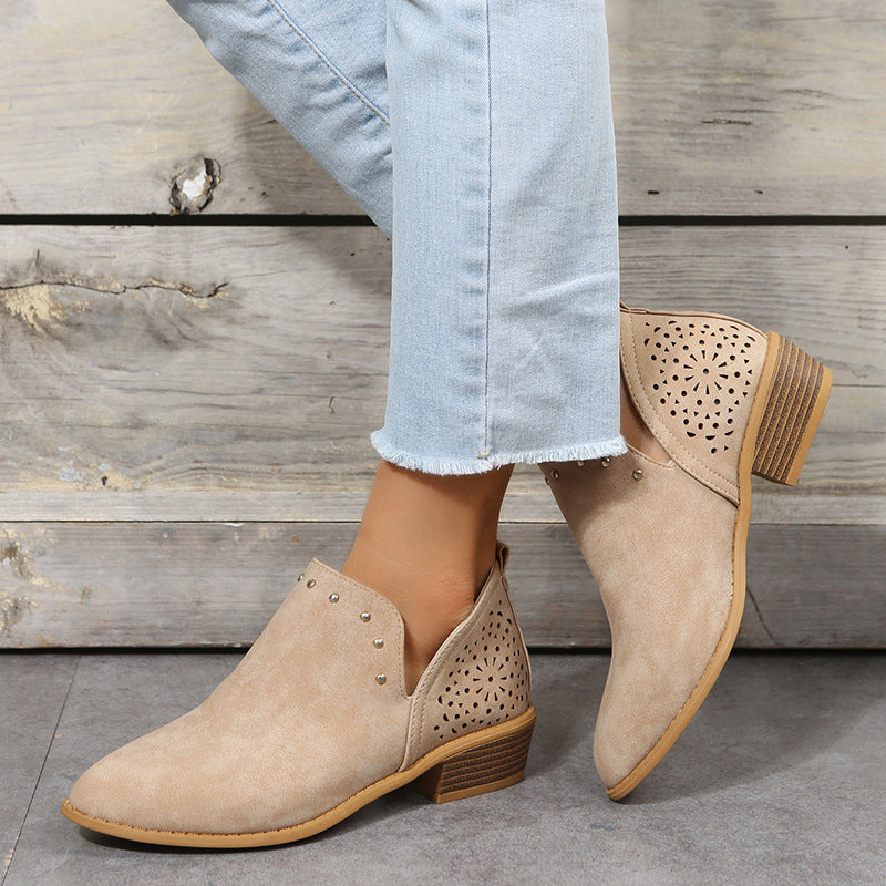 Caitlin - Low Cut Perforated Ankle Boot-15551040356725-Mirella Fiore