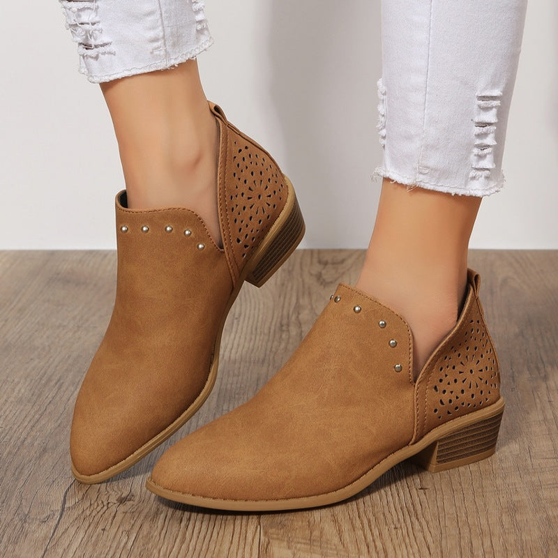 Caitlin - Low Cut Perforated Ankle Boot-15551040356725-Mirella Fiore