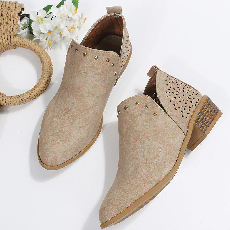 Caitlin - Low Cut Perforated Ankle Boot-15551040356725-Mirella Fiore
