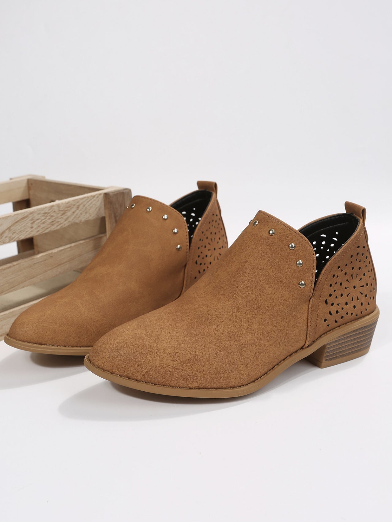 Caitlin - Low Cut Perforated Ankle Boot-15551040356725-Mirella Fiore