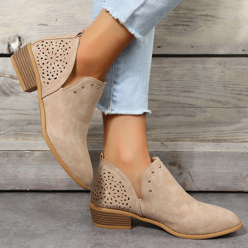 Caitlin - Low Cut Perforated Ankle Boot-15551040356725-Mirella Fiore