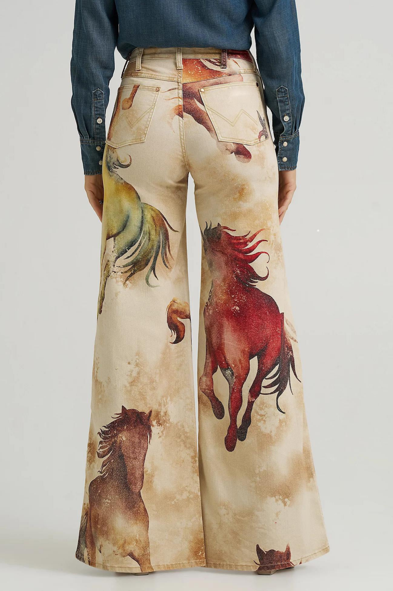 Calila – Wild horse print – Flared denim trousers-15303084507509-Mirella Fiore
