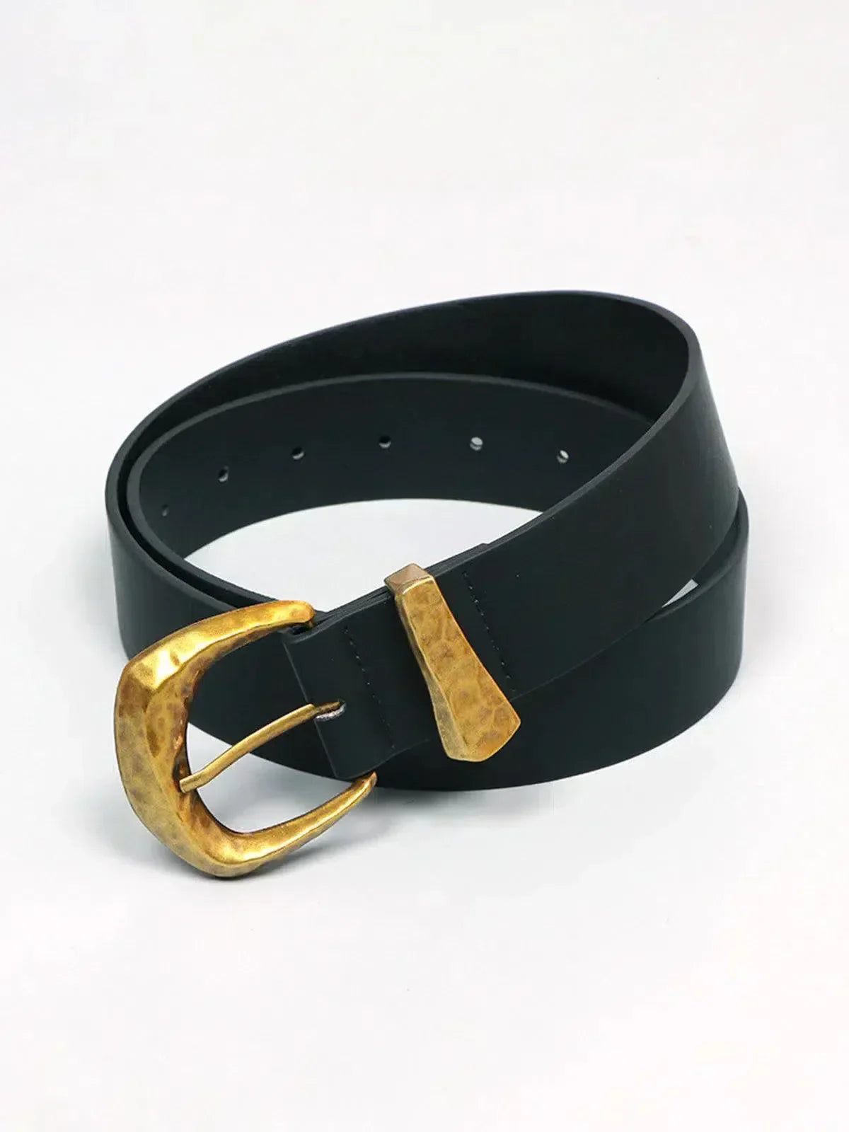 Calista – Sleek black finish – Faux leather belt-15133536125301-Nancy & Mae Savannah
