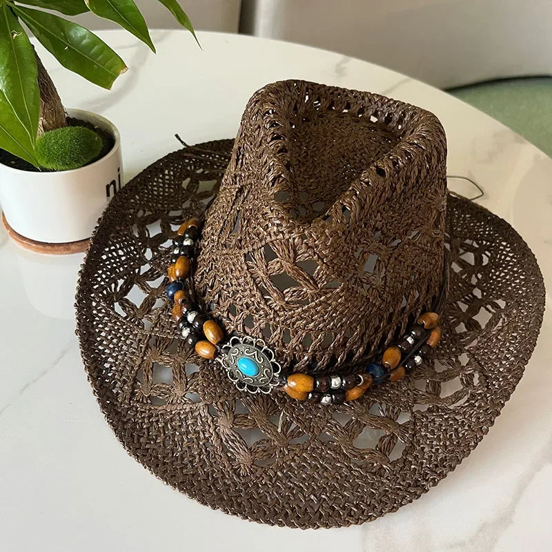 Calvera – Beaded crown – Straw cowboy hat-15133794599285-Mirella Fiore