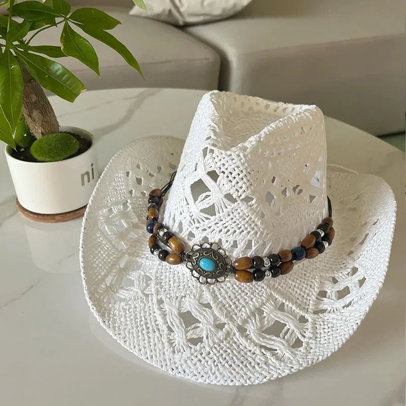 Calvera – Beaded crown – Straw cowboy hat-15133794599285-Mirella Fiore