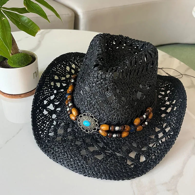 Calvera – Beaded crown – Straw cowboy hat-15133794599285-Mirella Fiore