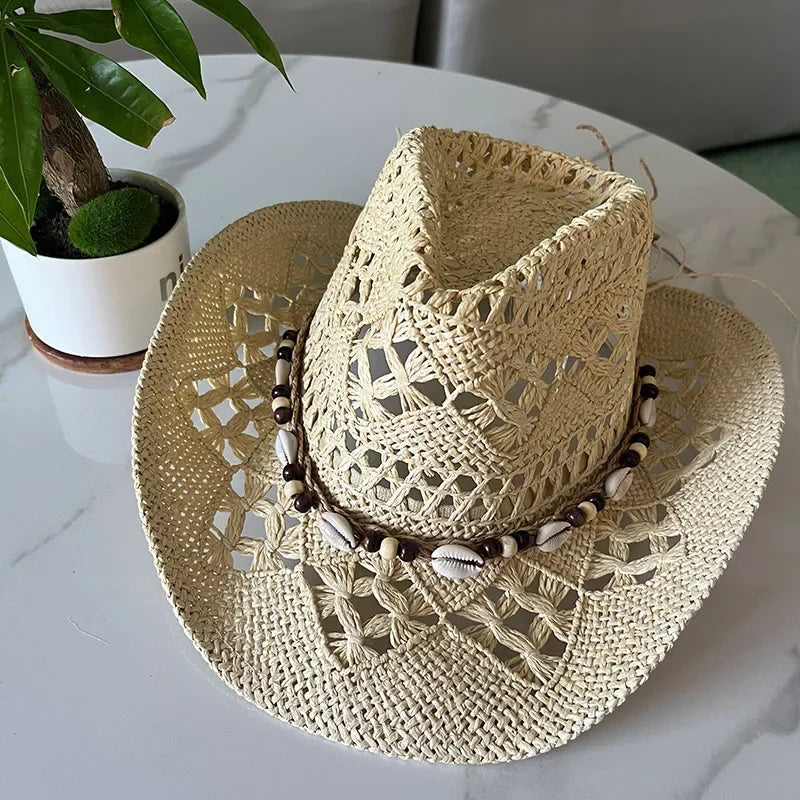 Calvera – Beaded crown – Straw cowboy hat-15133794599285-Nancy & Mae Savannah