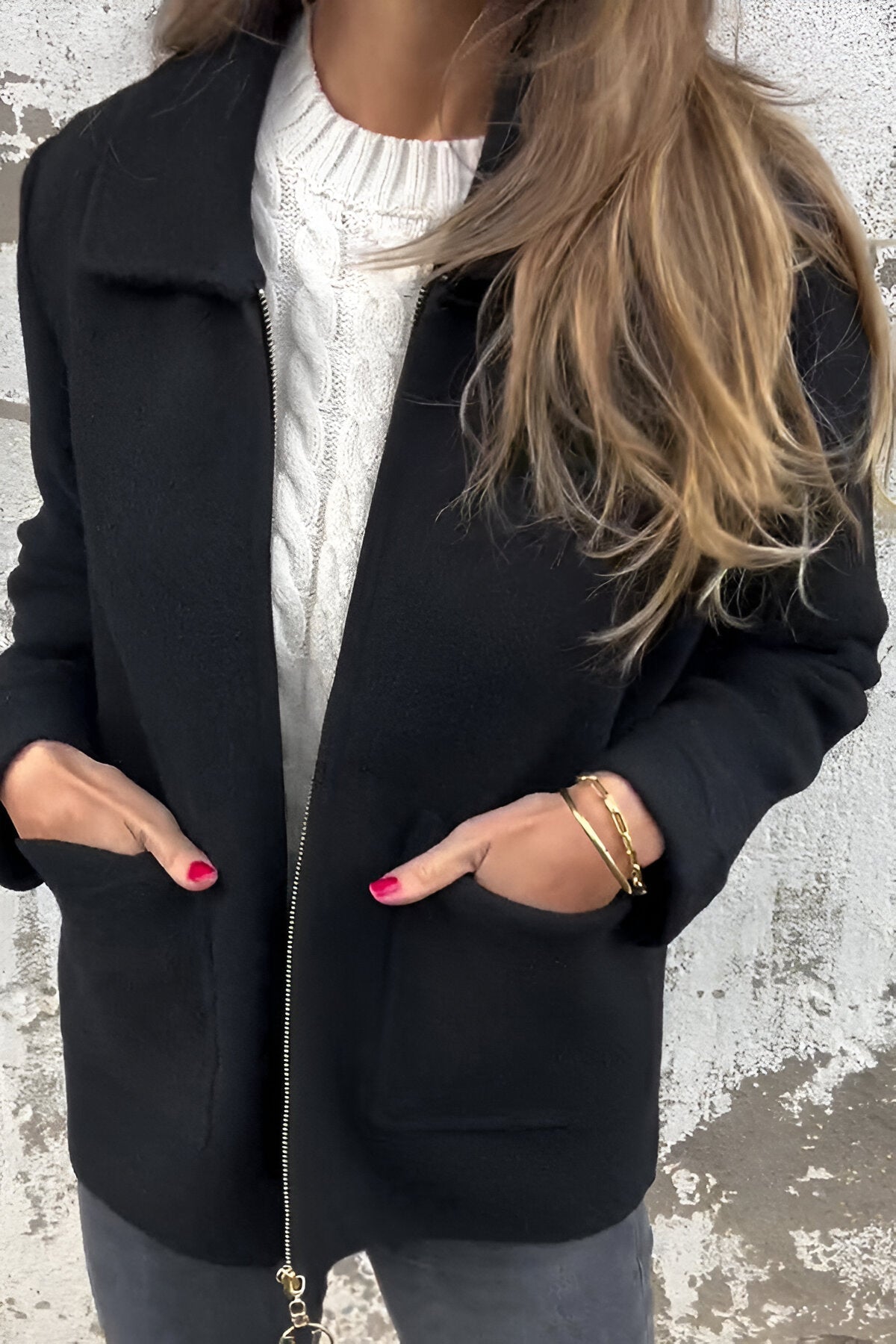 Camille - Stylish Lapel Zipper Jacket-15518867652981-Nancy & Mae Savannah