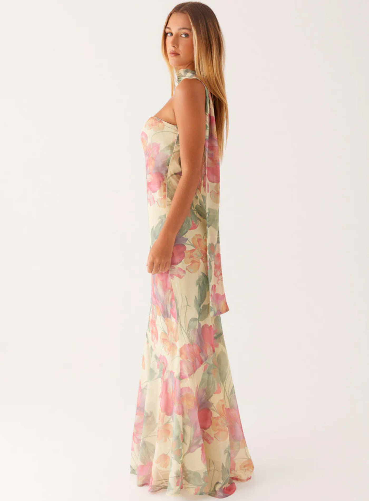 Carina – Elegant scarf detail – Strapless maxi dress-15260612198773-Mirella Fiore