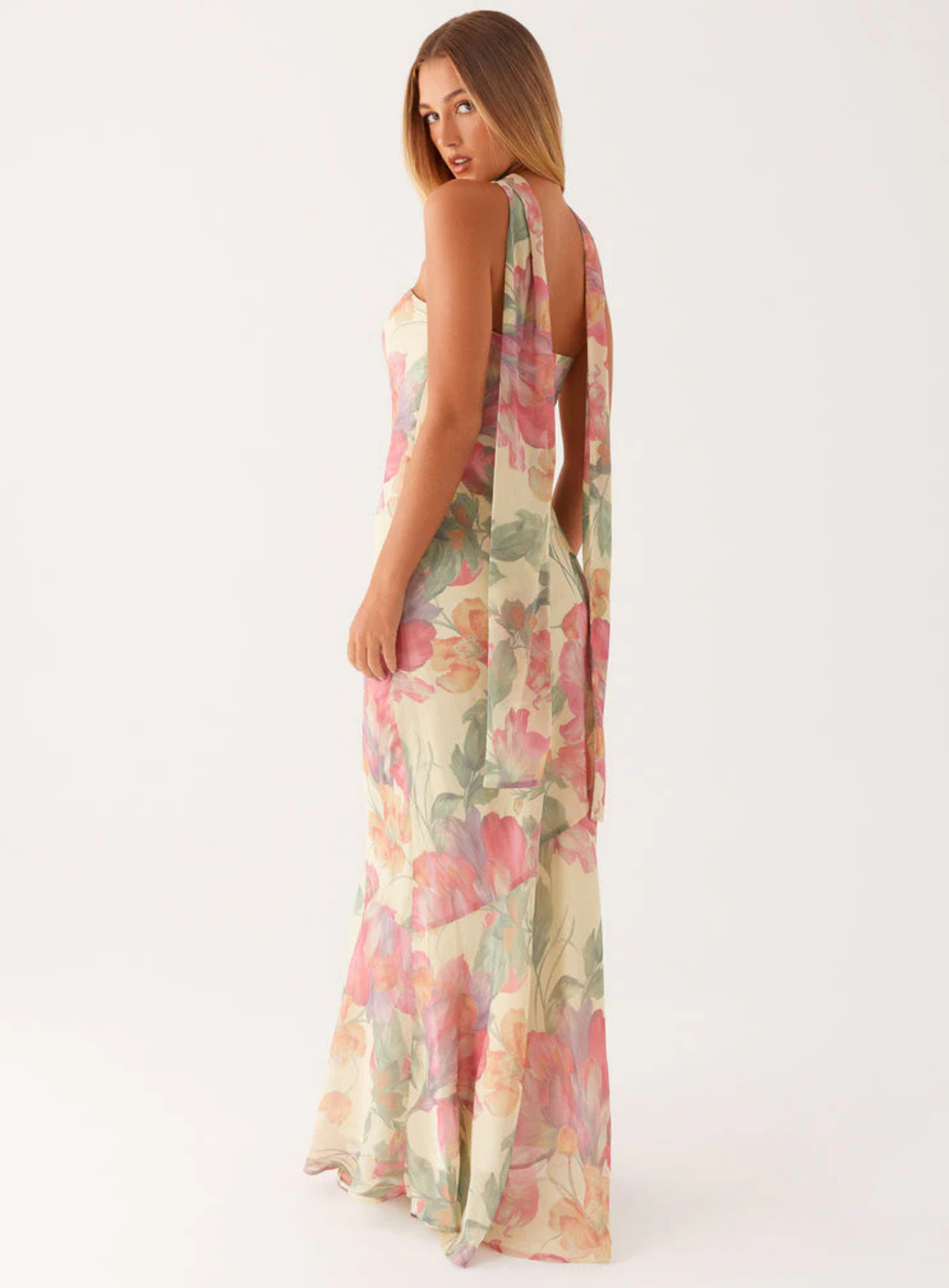 Carina – Elegant scarf detail – Strapless maxi dress-15260612198773-Mirella Fiore
