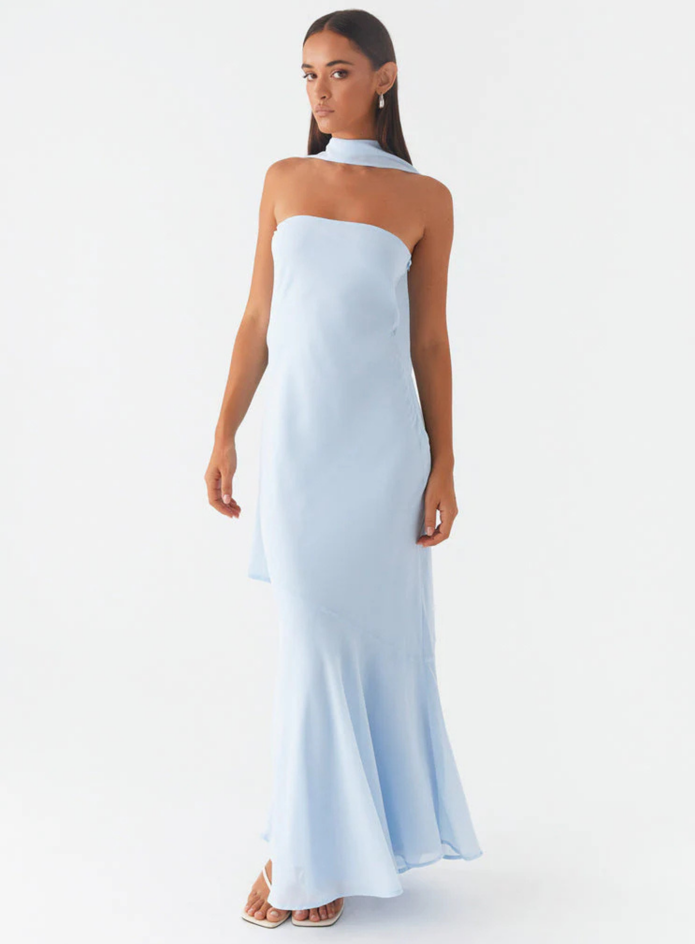 Carina – Elegant scarf detail – Strapless maxi dress-15260612198773-Mirella Fiore