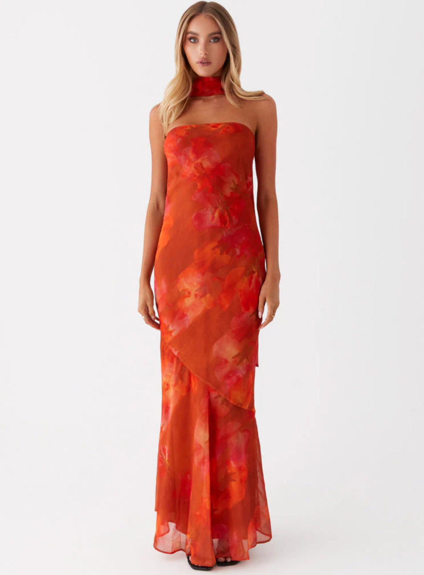 Carina – Elegant scarf detail – Strapless maxi dress-15260612198773-Mirella Fiore