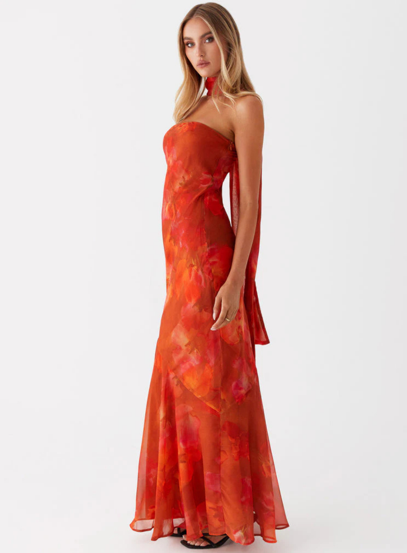 Carina – Elegant scarf detail – Strapless maxi dress-15260612198773-Mirella Fiore