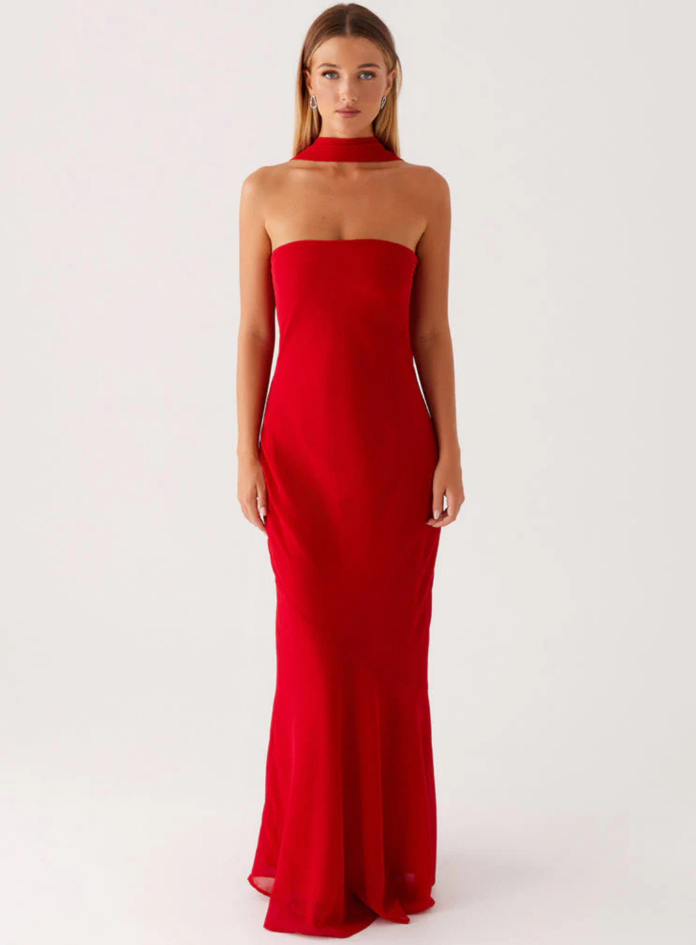 Carina – Elegant scarf detail – Strapless maxi dress-15260612198773-Mirella Fiore