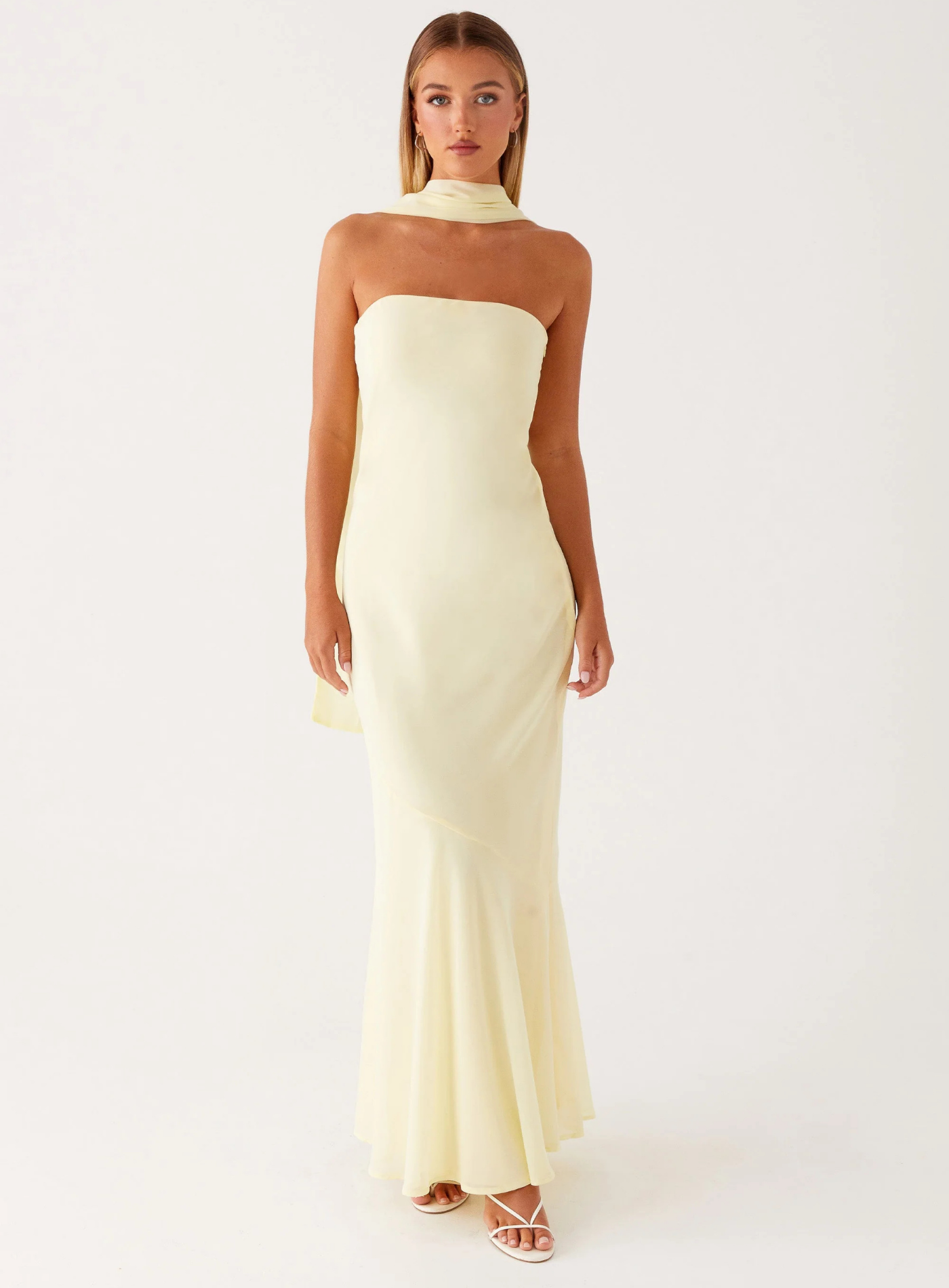 Carina – Elegant scarf detail – Strapless maxi dress-15260612198773-Mirella Fiore