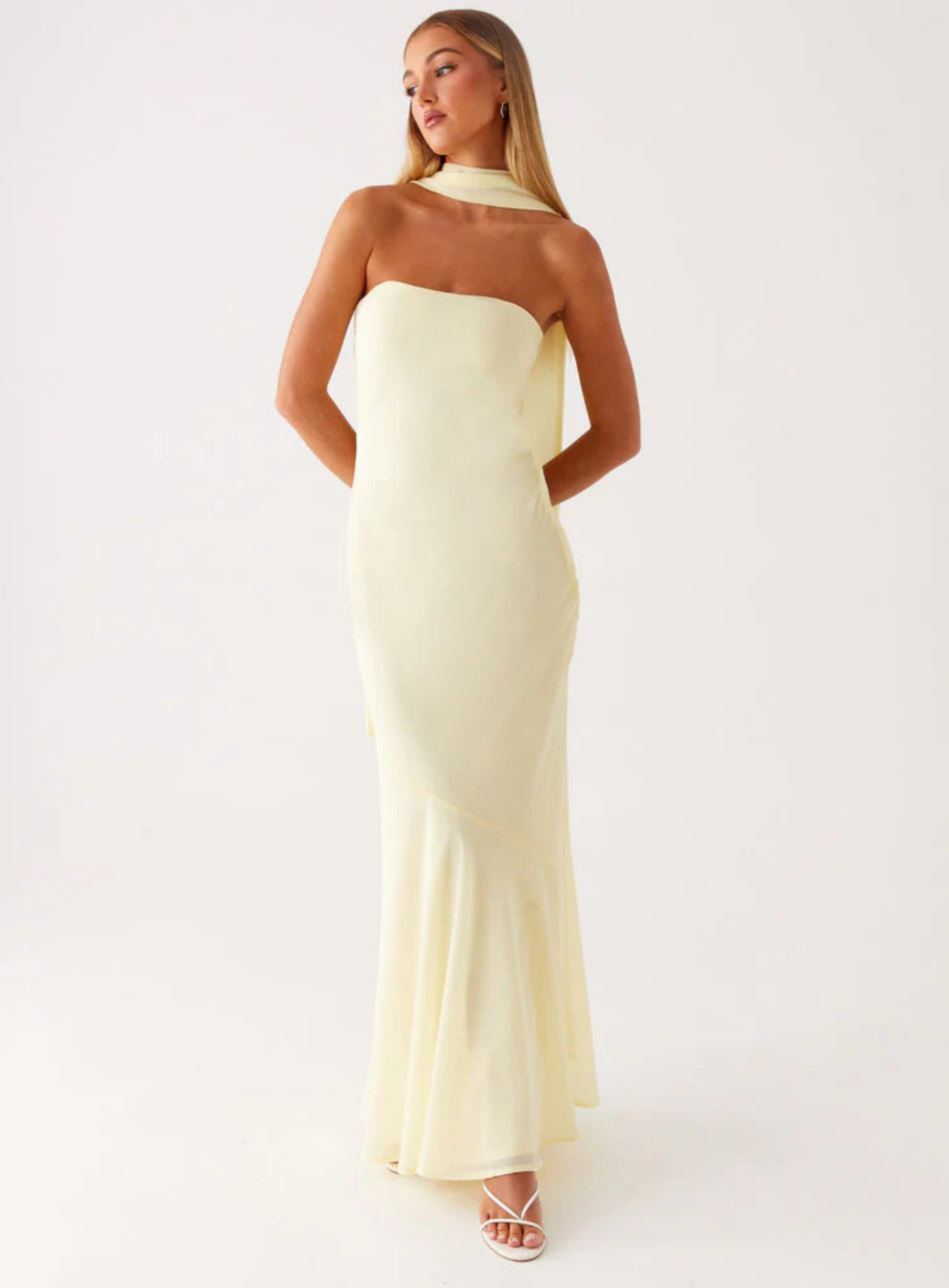 Carina – Elegant scarf detail – Strapless maxi dress-15260612198773-Mirella Fiore