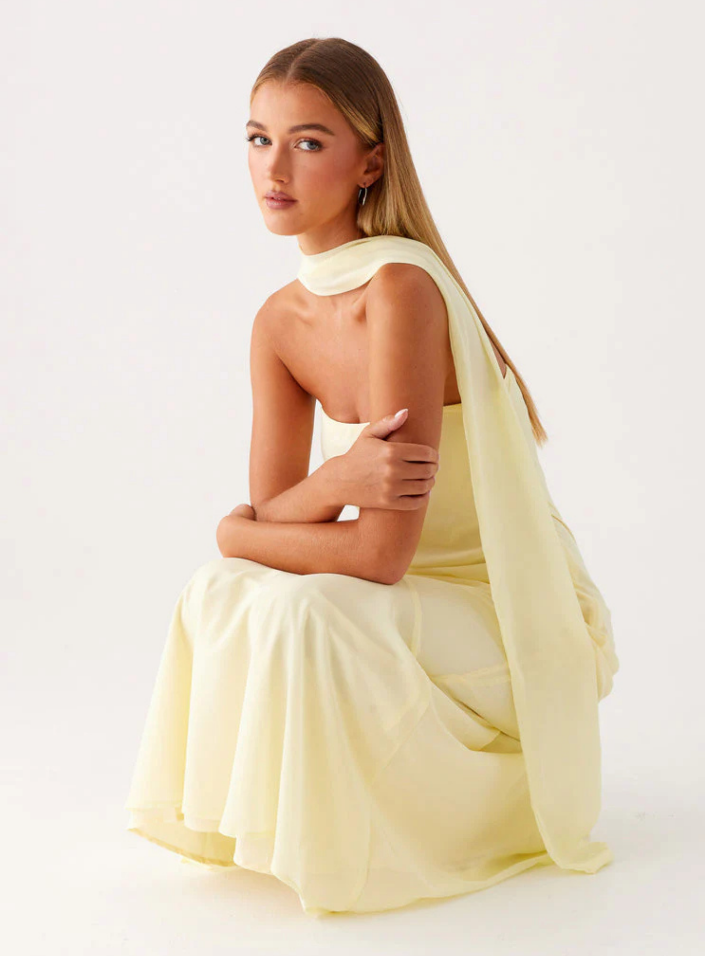 Carina – Elegant scarf detail – Strapless maxi dress-15260612198773-Mirella Fiore