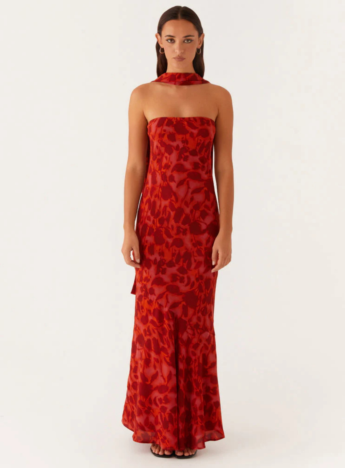 Carina – Elegant scarf detail – Strapless maxi dress-15260612198773-Mirella Fiore