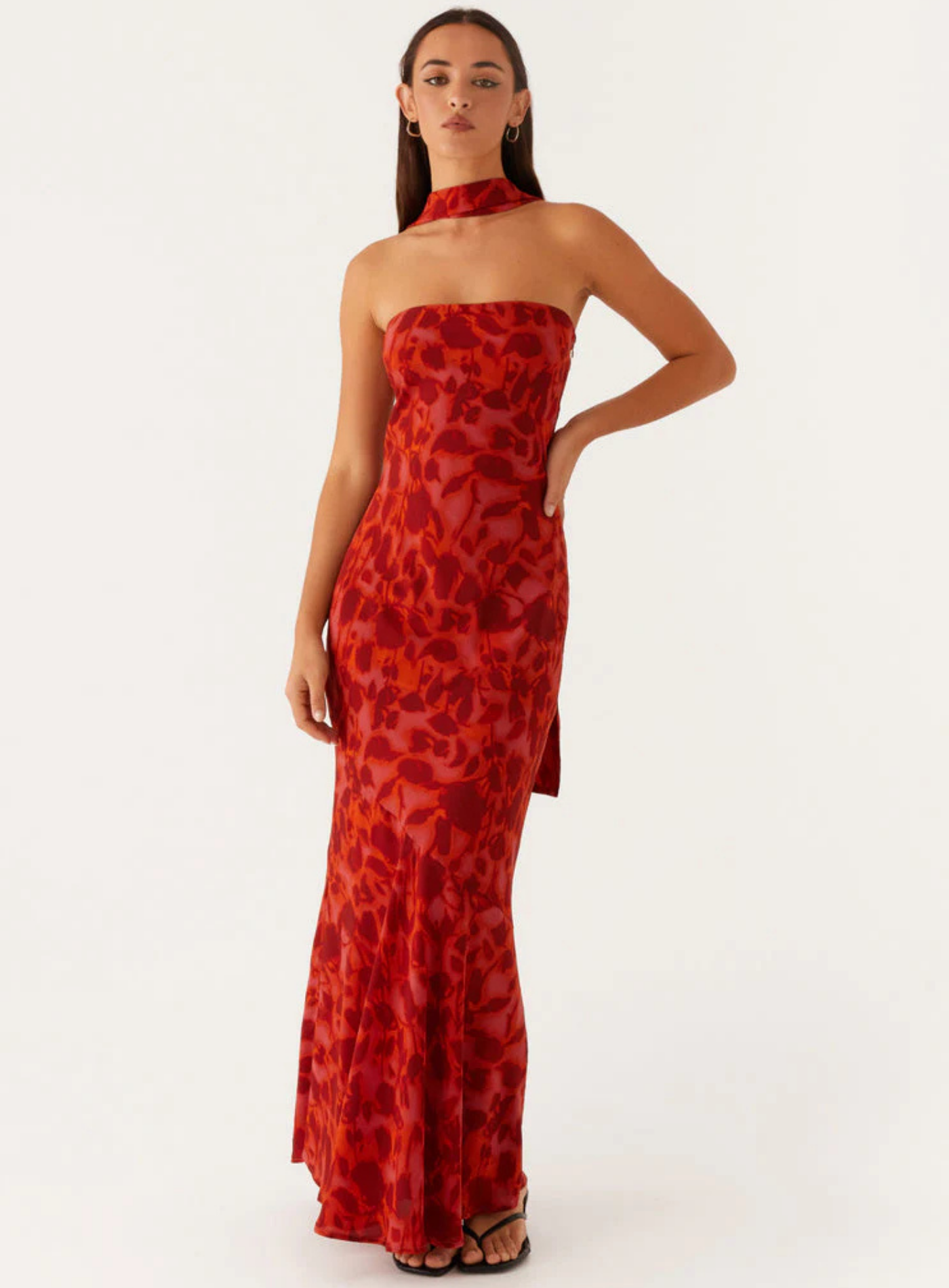 Carina – Elegant scarf detail – Strapless maxi dress-15260612198773-Mirella Fiore