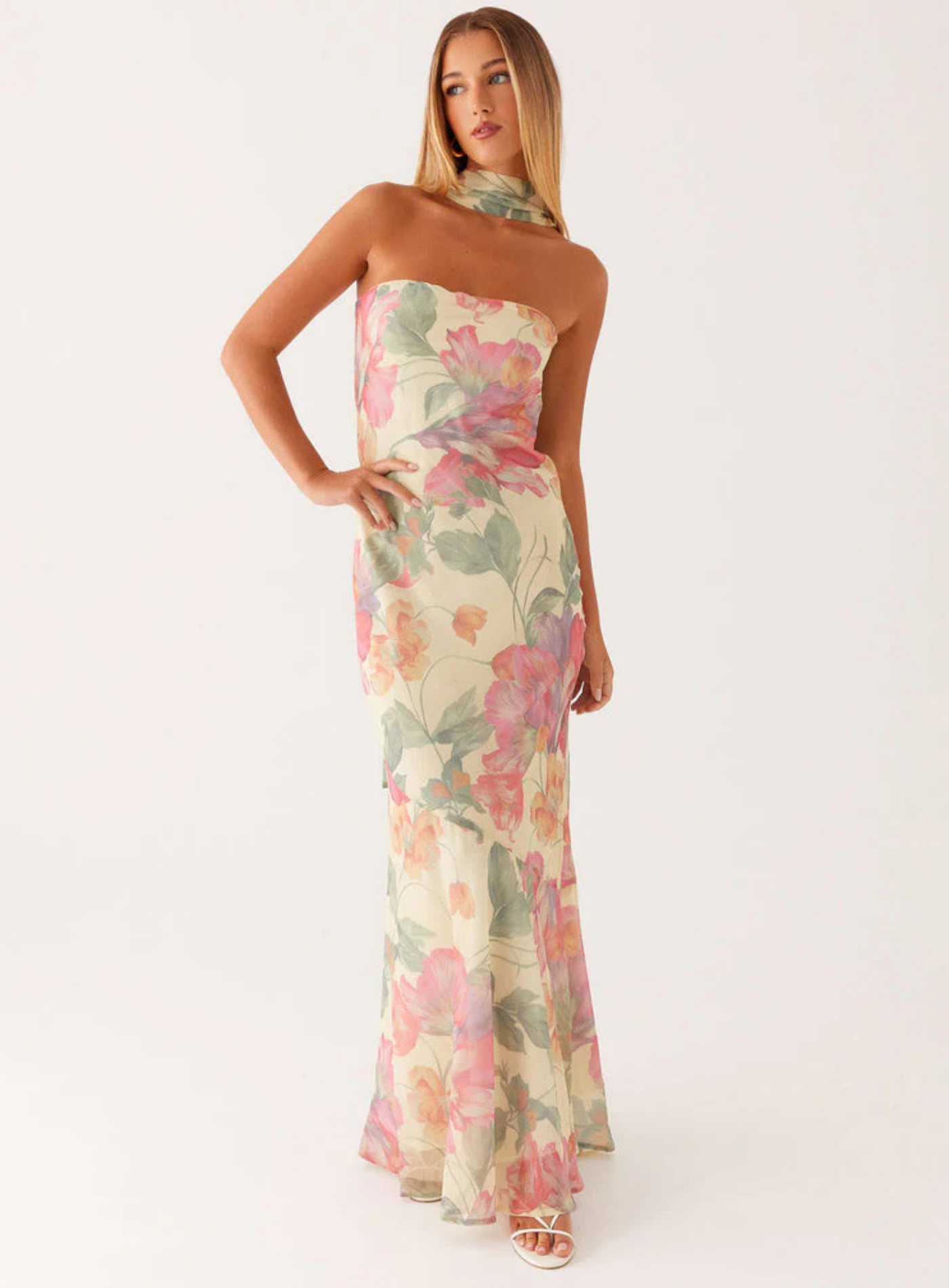 Carina – Elegant scarf detail – Strapless maxi dress-15260612198773-Mirella Fiore