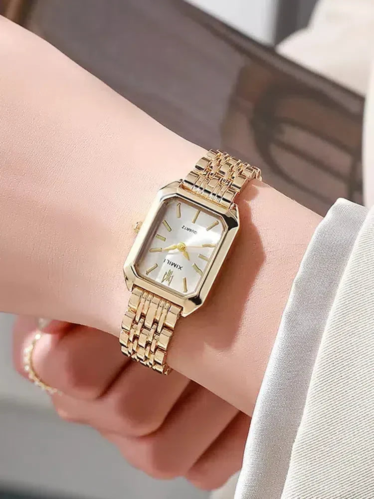 Cassiane – Slim band – Square gold wristwatch-15233937932661-Mirella Fiore