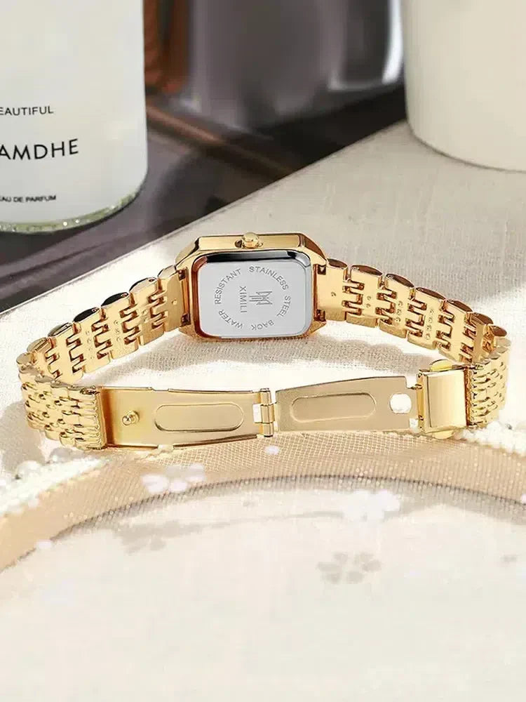 Cassiane – Slim band – Square gold wristwatch-15233937932661-Mirella Fiore