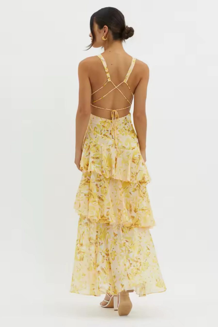Catalene – Tiered ruffle – V-neck maxi dress-15261073375605-Mirella Fiore
