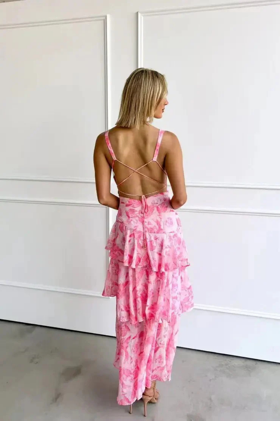 Catalene – Tiered ruffle – V-neck maxi dress-15261073375605-Mirella Fiore