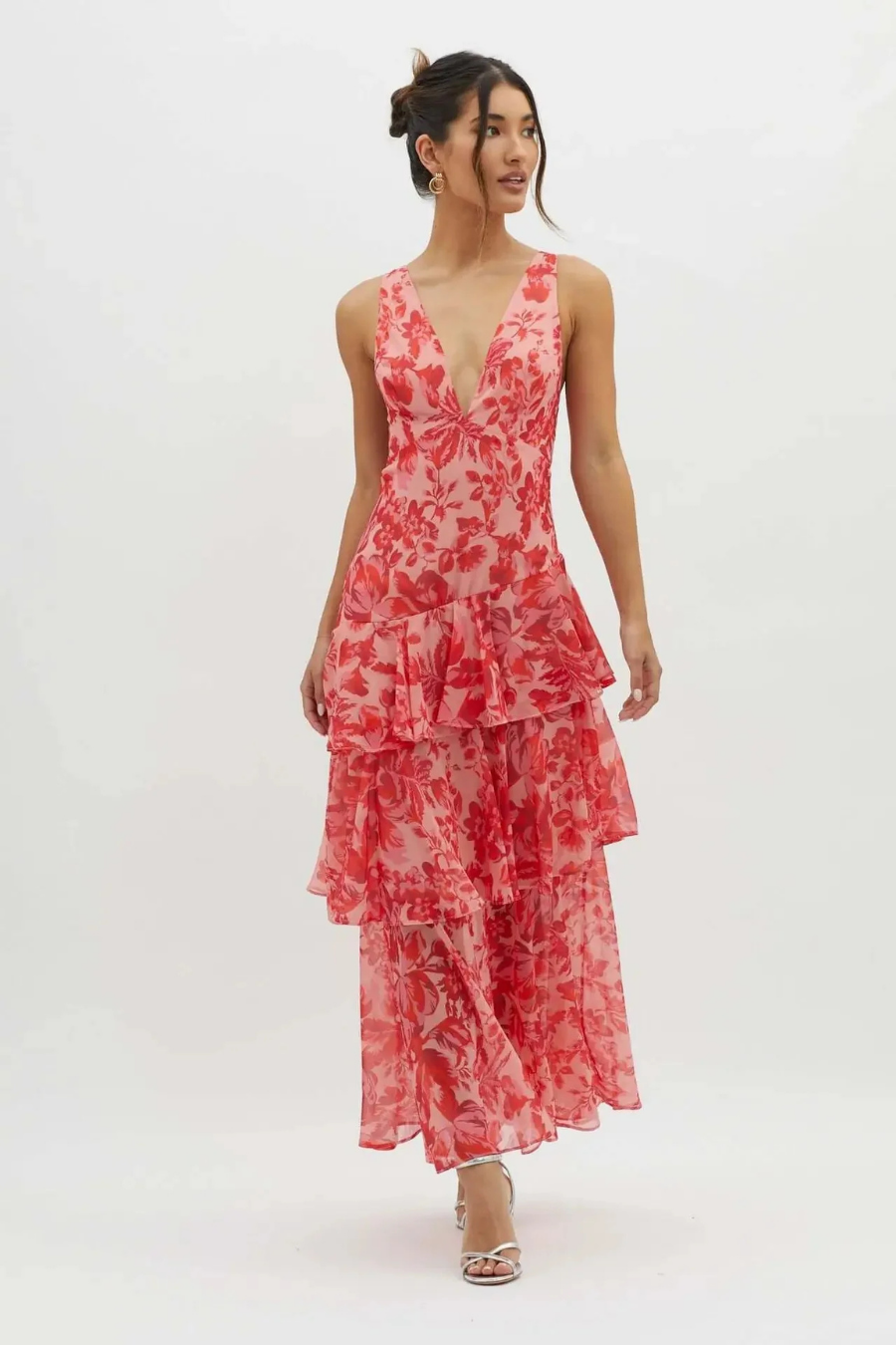 Catalene – Tiered ruffle – V-neck maxi dress-15261073375605-Mirella Fiore