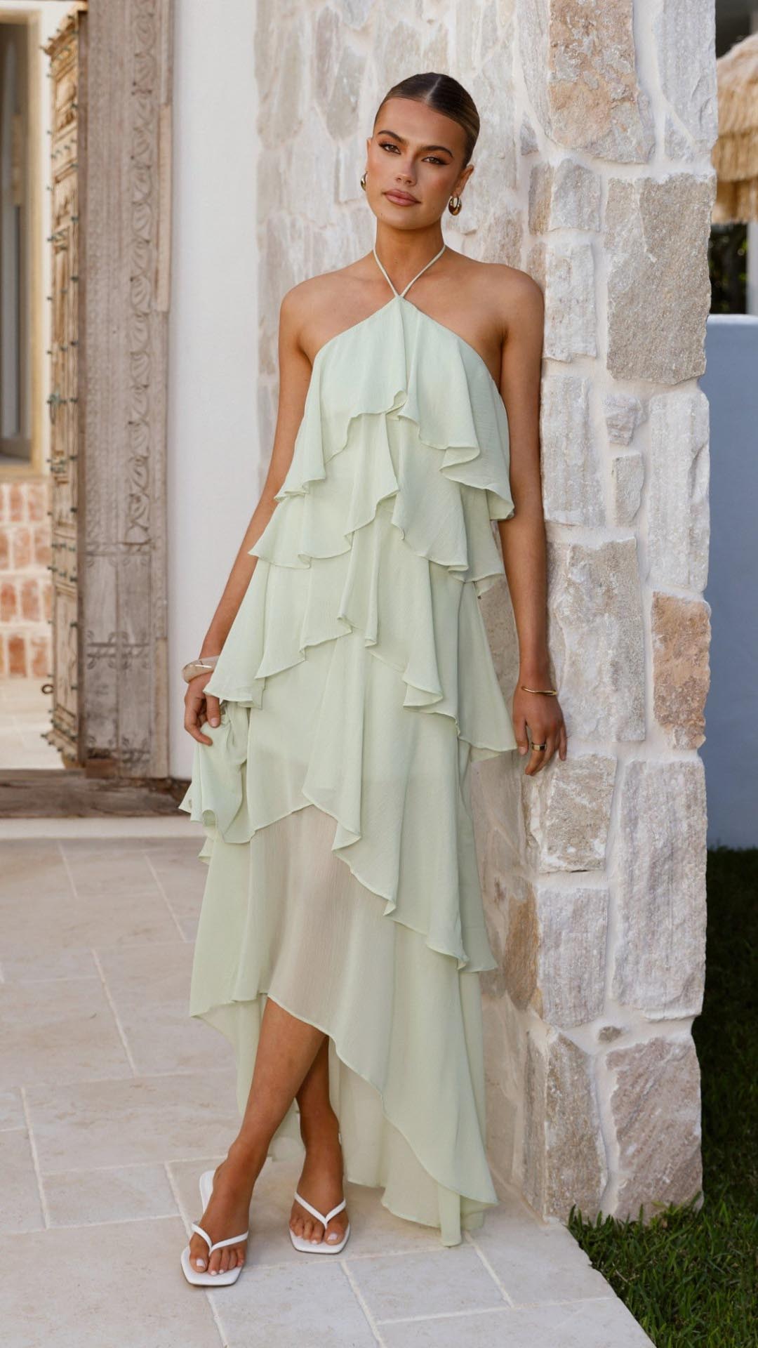Celestine – Cascading layers – Halterneck maxi dress-15302755746165-Mirella Fiore