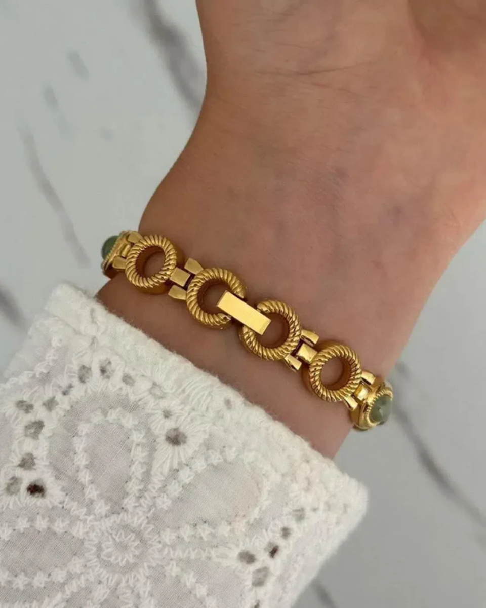 Cettina – Green stone accents – Vintage watch-15233937473909-Nancy & Mae Savannah