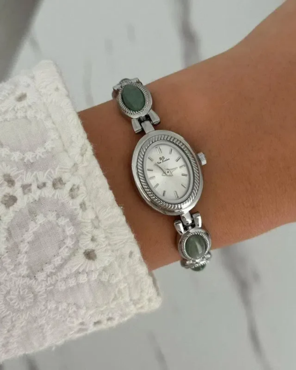 Cettina – Green stone accents – Vintage watch-15233937473909-Nancy & Mae Savannah