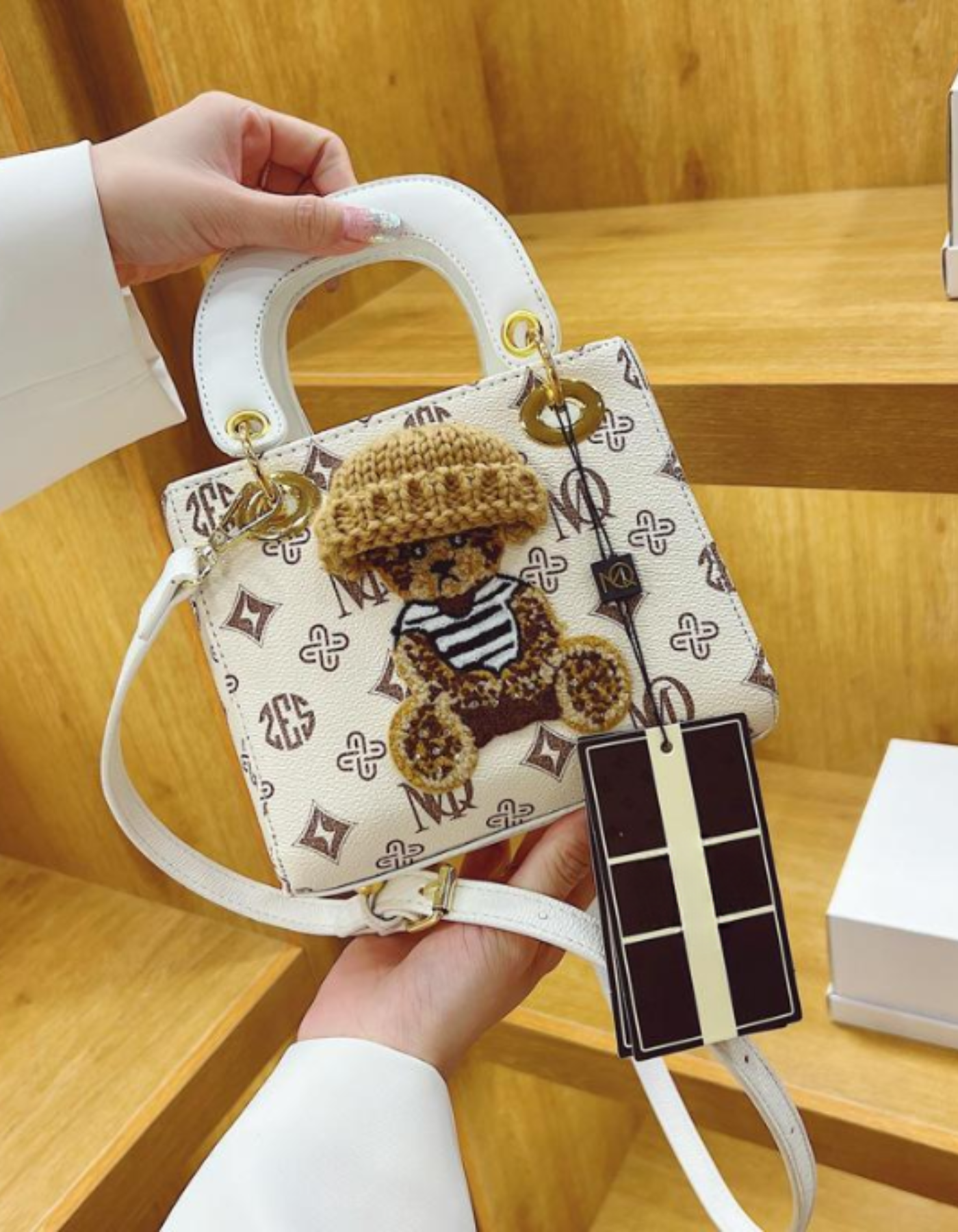 Chérieval – Knitted bear accent – Crossbody handbag-15209173746037-Mirella Fiore