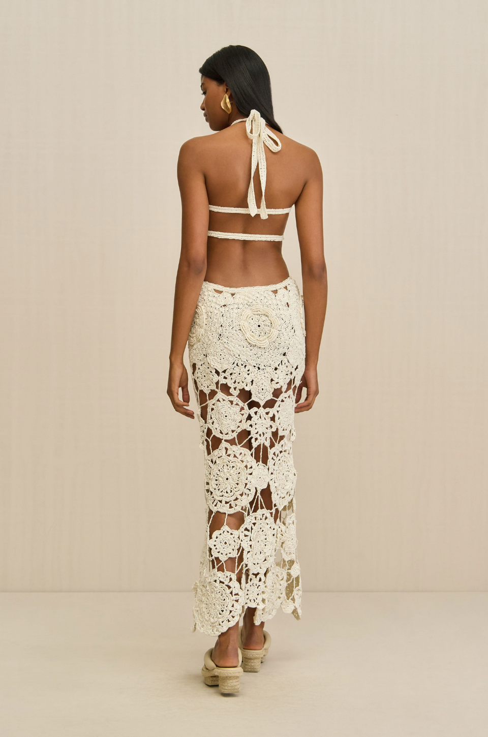 Cindy – Crochet floral cutout – Halterneck maxi dress-15303028539765-Mirella Fiore