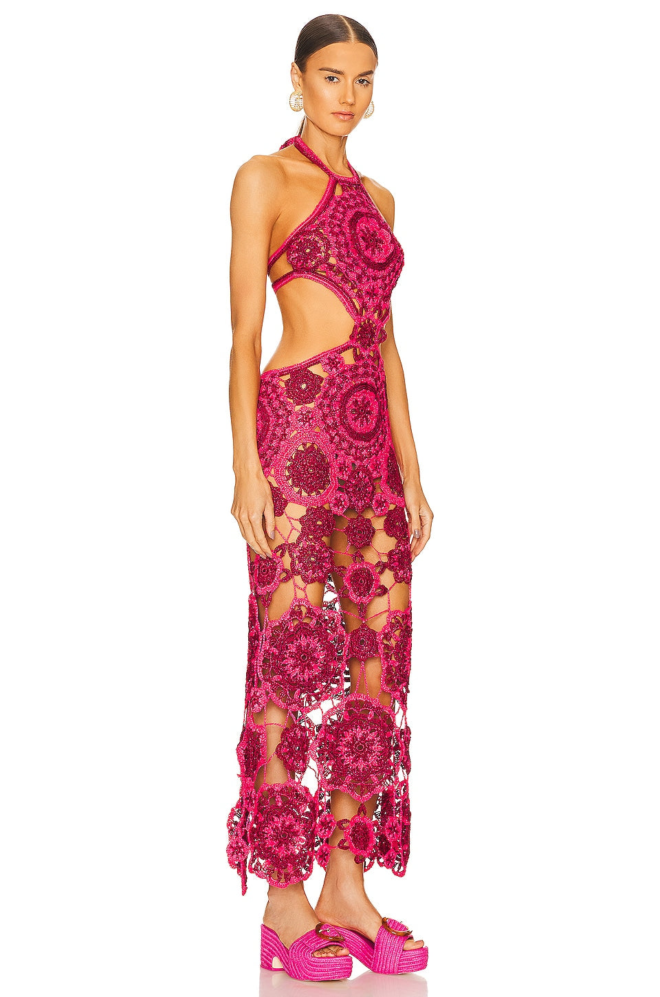 Cindy – Crochet floral cutout – Halterneck maxi dress-15303028539765-Mirella Fiore