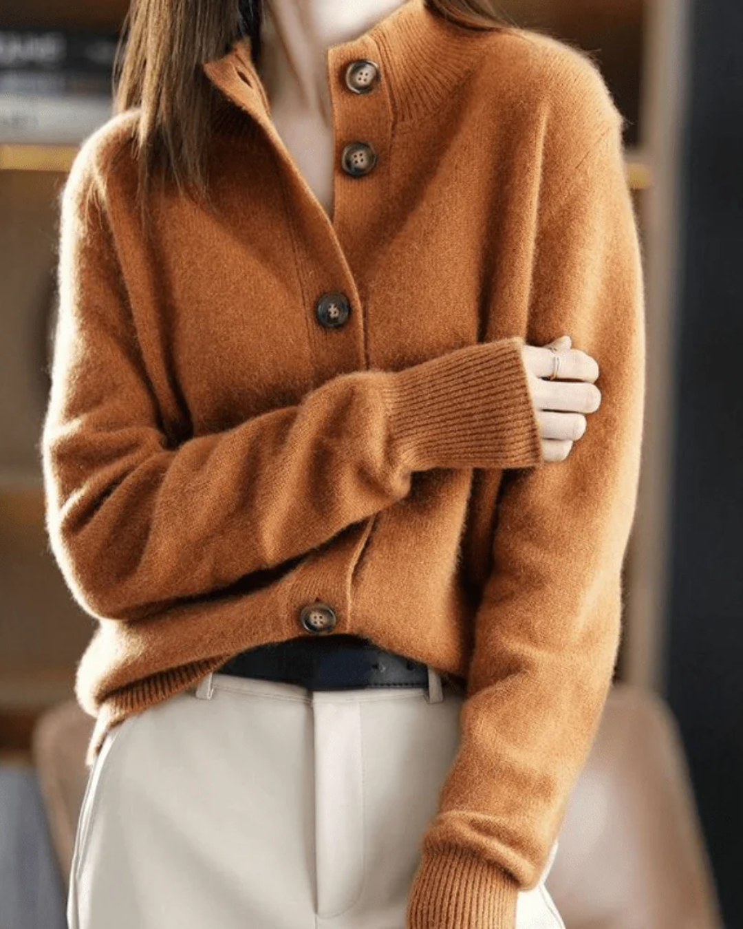 Claire - Retro-Style Cashmere Cardigan-15547990114677-Mirella Fiore