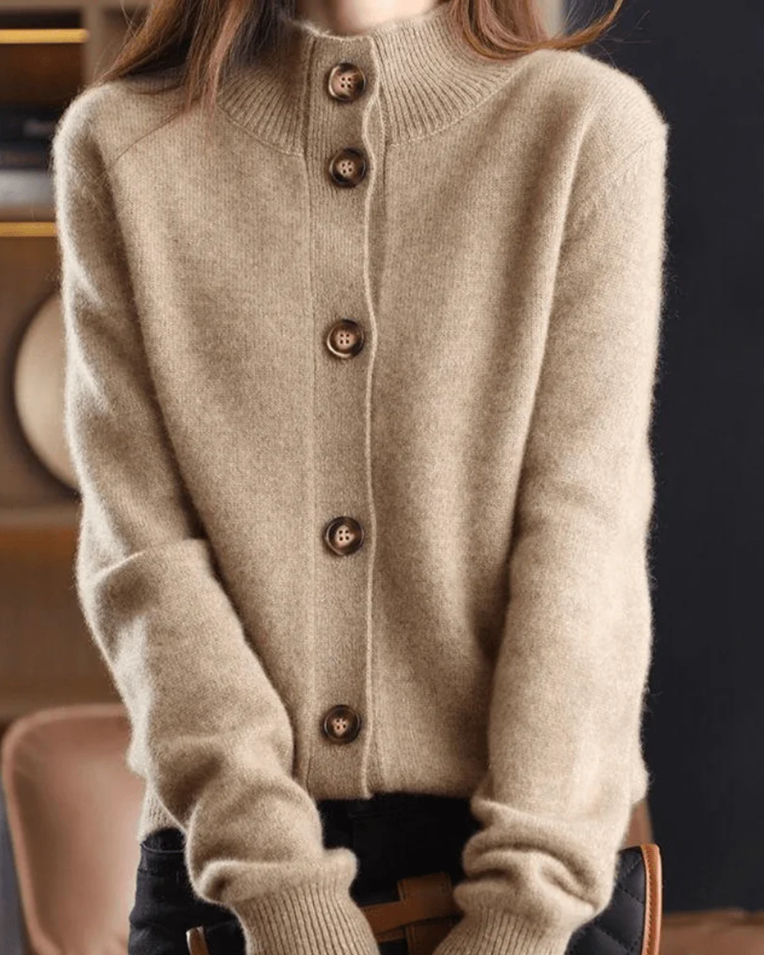 Claire - Retro-Style Cashmere Cardigan-15547990114677-Mirella Fiore